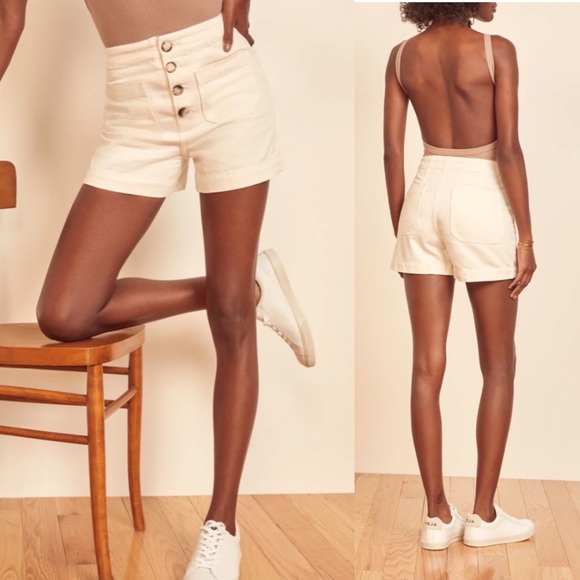 Reformation Pants - Reformation Eloise High Waist White Cream Shorts